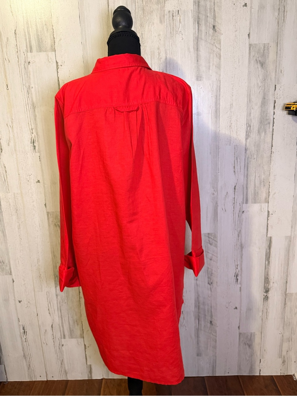 J.Crew Orange Red Linen Button-Down Long Shirt Dress Tunic Size XL - Picture 8 of 13